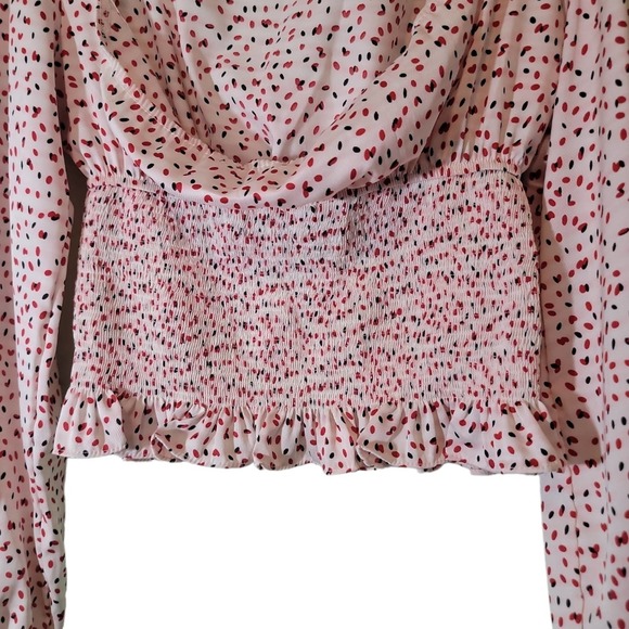 Princess Polly Top Smocked Long Sleeve Crop Balloon Sleeve Spring  Sz 4 - Picture 3 of 7